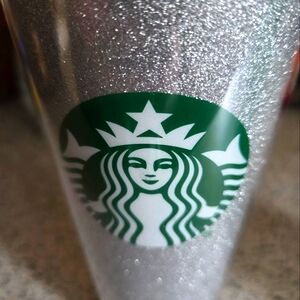Starbucks Silver Sparkle Tumbler with Green Logo 2018 Edition